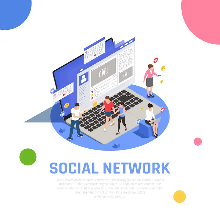 A laptop with some images and social webpages.