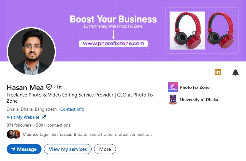 Hasan mea Linkedin profile