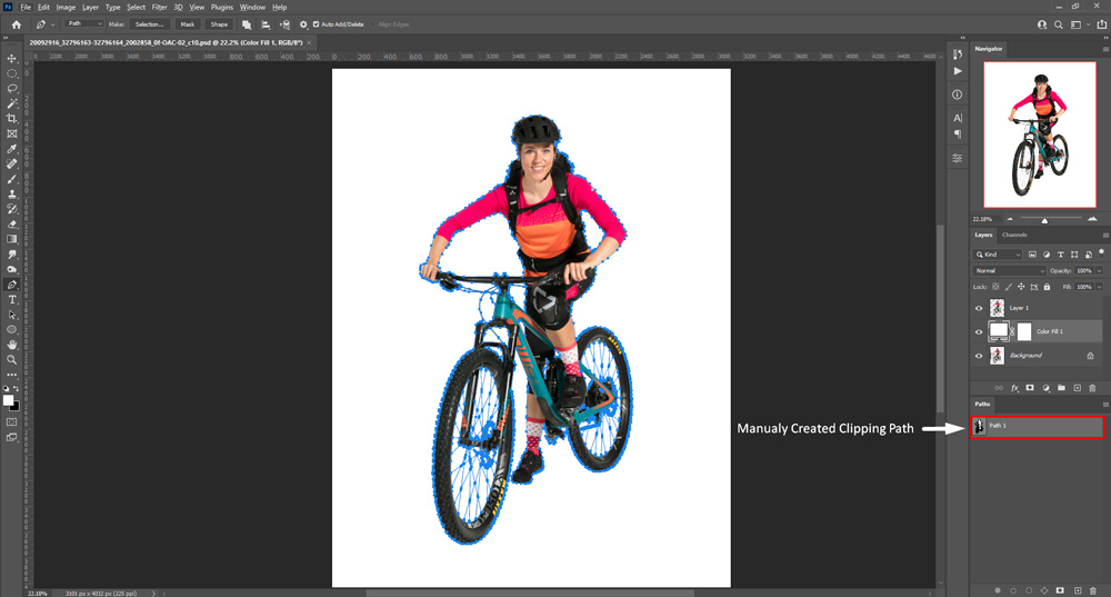 Manual clipping path created